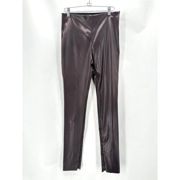 Theory NP Chintz Skinny Legging Stretch Ankle‎ Zip Size 6 Brown Preppy Date Glam - Picture 2 of 12